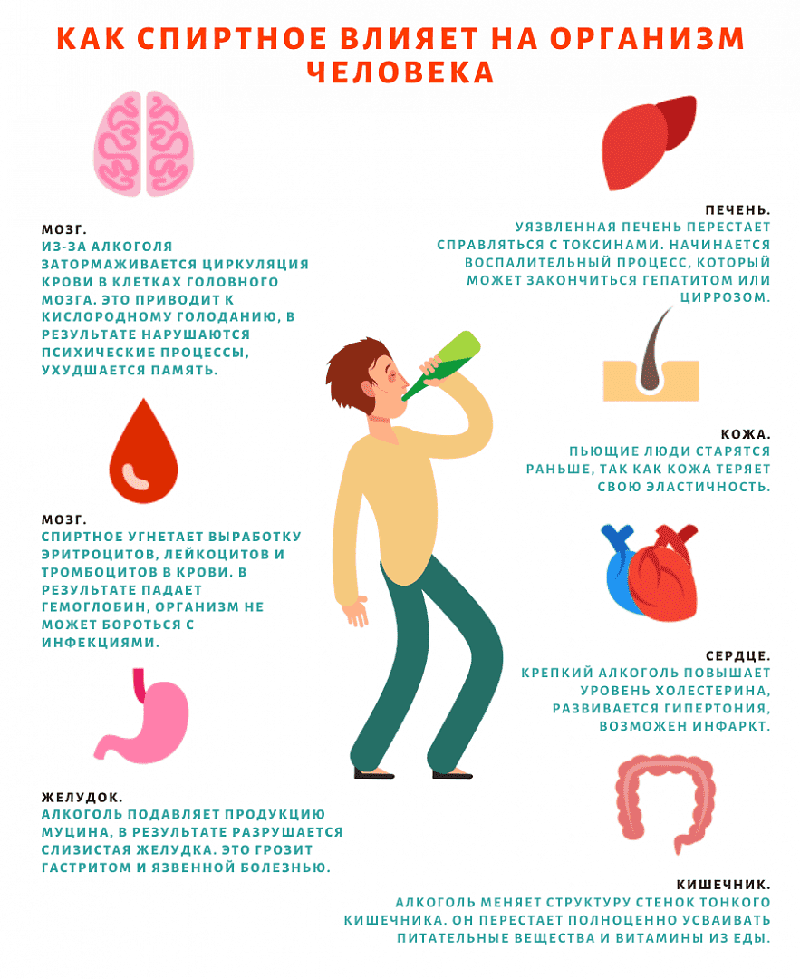 схема влияния алкоголя на организм человека